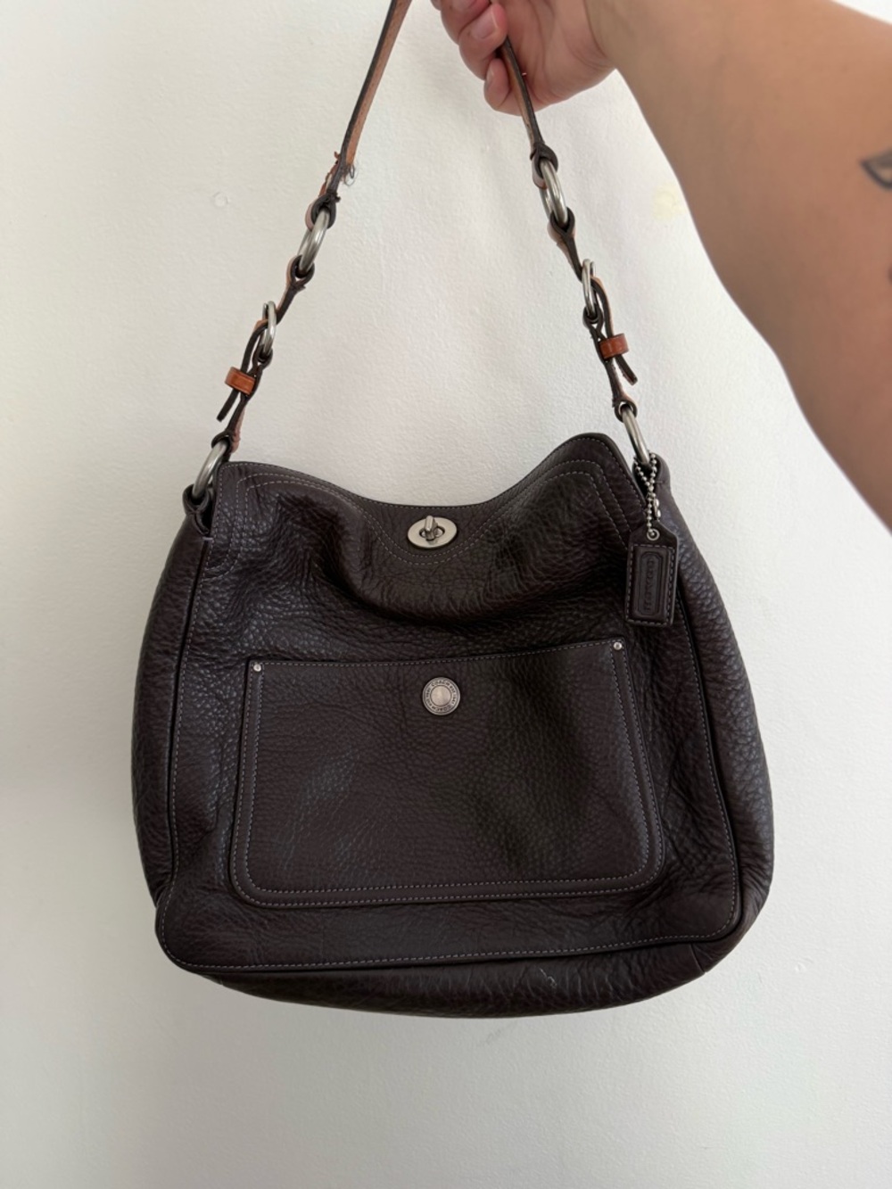 Vintage Coach Chelsea Pebbled Leather Turnlock Hobo